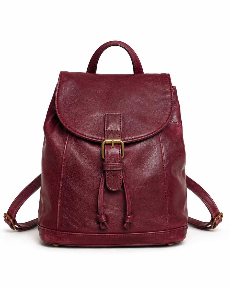 Pre-Owned Burgundy Flap Backpack