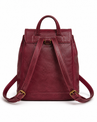 Pre-Owned Burgundy Flap Backpack