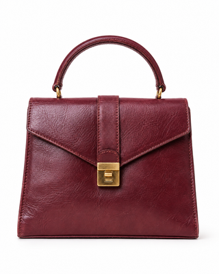 Pre-Owned Burgundy Structured Top Handle Bag - front view