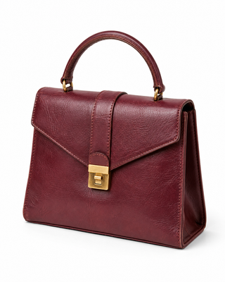 Pre-Owned Burgundy Structured Top Handle Bag - right angle view