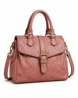 Pre-Owned Dusty Rose Buckle Satchel Bag - side view