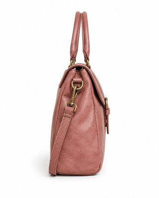 Pre-Owned Dusty Rose Buckle Satchel Bag - back view