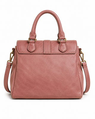 Pre-Owned Dusty Rose Buckle Satchel Bag - right angle view