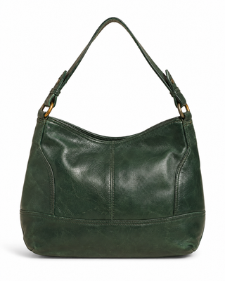Pre-Owned Forest Green Curved Shoulder Bag - front view