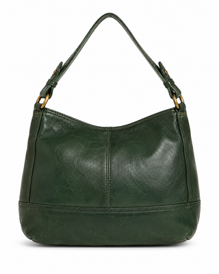 Pre-Owned Forest Green Curved Shoulder Bag - right angle view