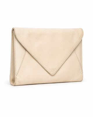 Pre-Owned Ivory Envelope Clutch Bag - right angle view