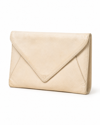 Pre-Owned Ivory Envelope Clutch Bag - left angle view