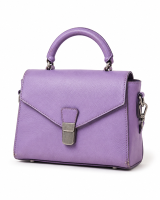 Pre-Owned Lavender Structured Top Handle Bag - left angle view