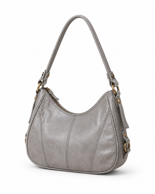 Pre-Owned Light Gray Curved Shoulder Bag - side view