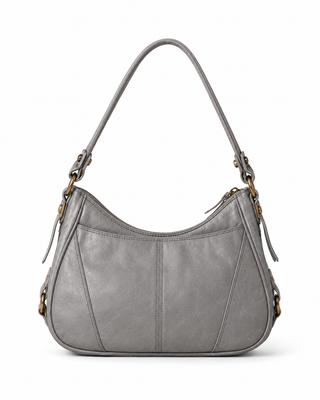 Pre-Owned Light Gray Curved Shoulder Bag - back view