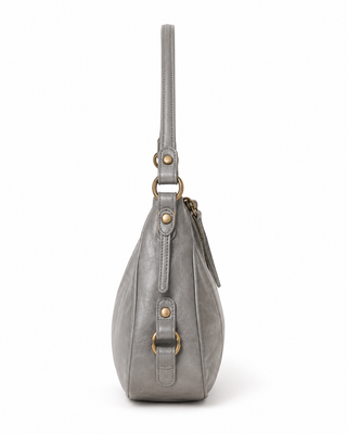 Pre-Owned Light Gray Curved Shoulder Bag - right angle view