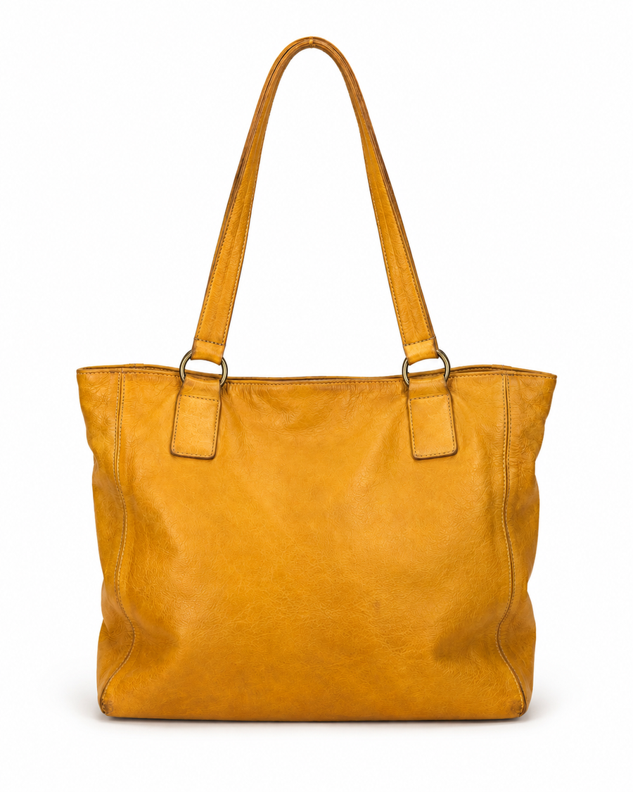 Pre-Owned Mustard Large Shoulder Tote Bag - front view
