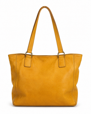 Pre-Owned Mustard Large Shoulder Tote Bag - left angle view