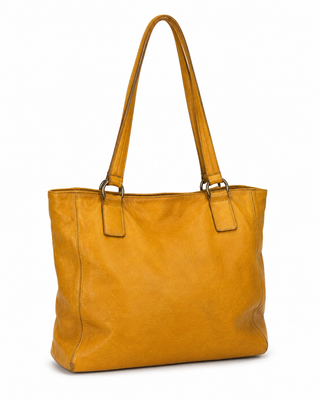Pre-Owned Mustard Large Shoulder Tote Bag - back view
