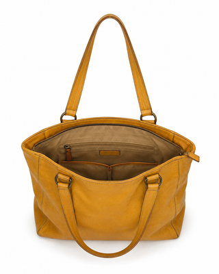 Pre-Owned Mustard Large Shoulder Tote Bag - right angle view