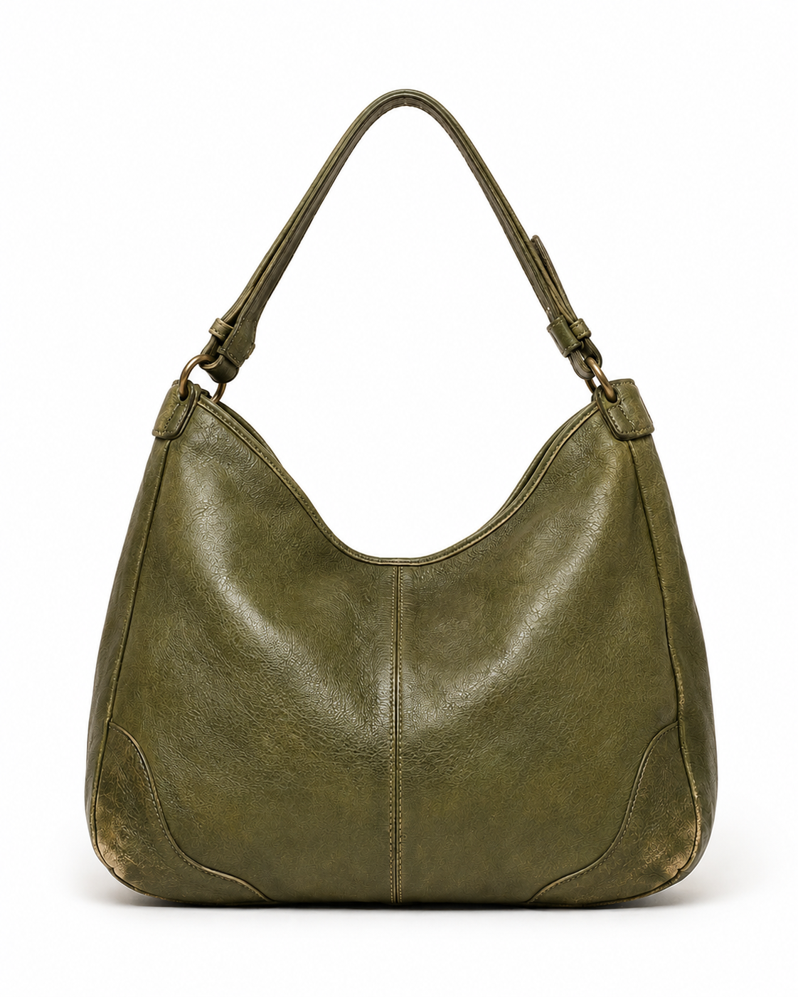 Pre-Owned Olive Slouchy Hobo Shoulder Bag - front view