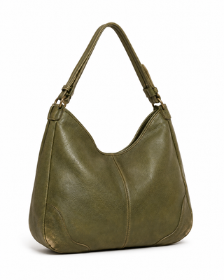 Pre-Owned Olive Slouchy Hobo Shoulder Bag - left angle view