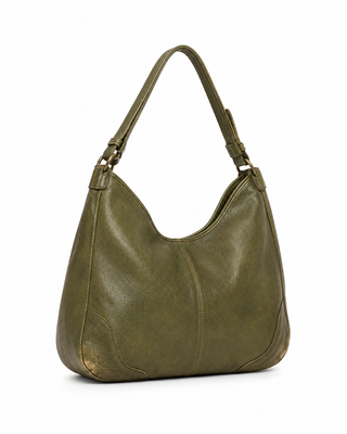 Pre-Owned Olive Slouchy Hobo Shoulder Bag - back view