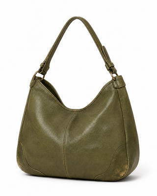 Pre-Owned Olive Slouchy Hobo Shoulder Bag - right angle view