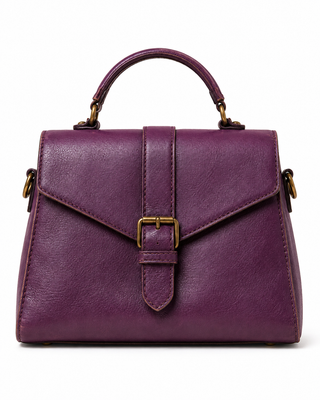Pre-Owned Plum Envelope-Flap Top Handle Bag - front view