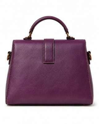 Pre-Owned Plum Envelope-Flap Top Handle Bag - left angle view