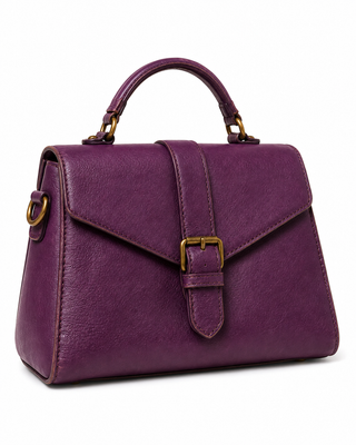 Pre-Owned Plum Envelope-Flap Top Handle Bag - side view