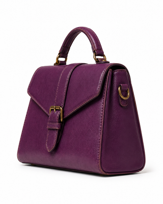 Pre-Owned Plum Envelope-Flap Top Handle Bag - back view