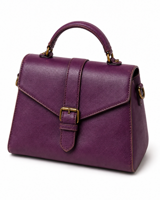 Pre-Owned Plum Envelope-Flap Top Handle Bag - right angle view