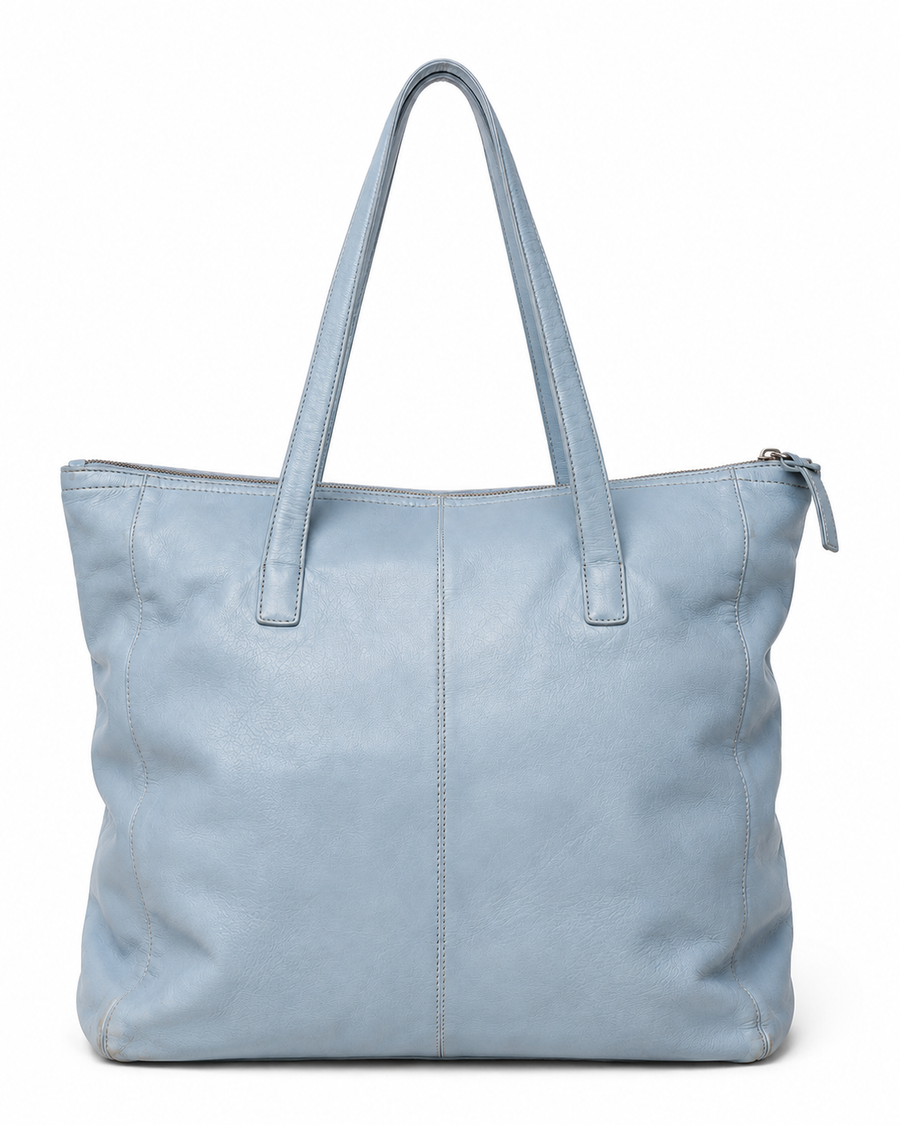Pre-Owned Powder Blue Zip-Top Tote Bag - front view