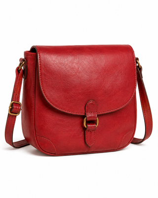 Pre-Owned Red Rounded-Flap Crossbody Bag - left angle view