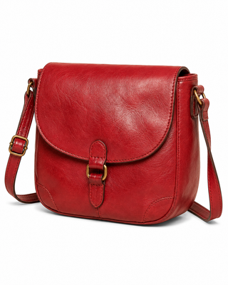 Pre-Owned Red Rounded-Flap Crossbody Bag - side view