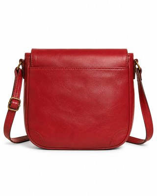 Pre-Owned Red Rounded-Flap Crossbody Bag - back view