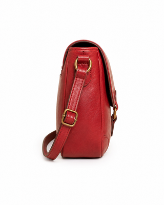 Pre-Owned Red Rounded-Flap Crossbody Bag - right angle view