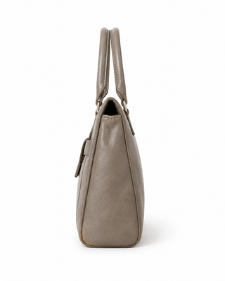 Pre-Owned Taupe Structured Top Handle Handbag - side view