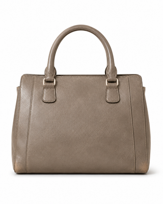 Pre-Owned Taupe Structured Top Handle Handbag - back view