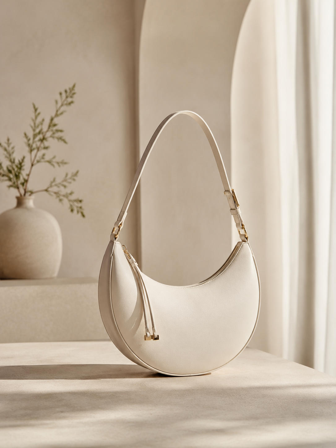 Unbranded women's handbag displayed in a neutral interior